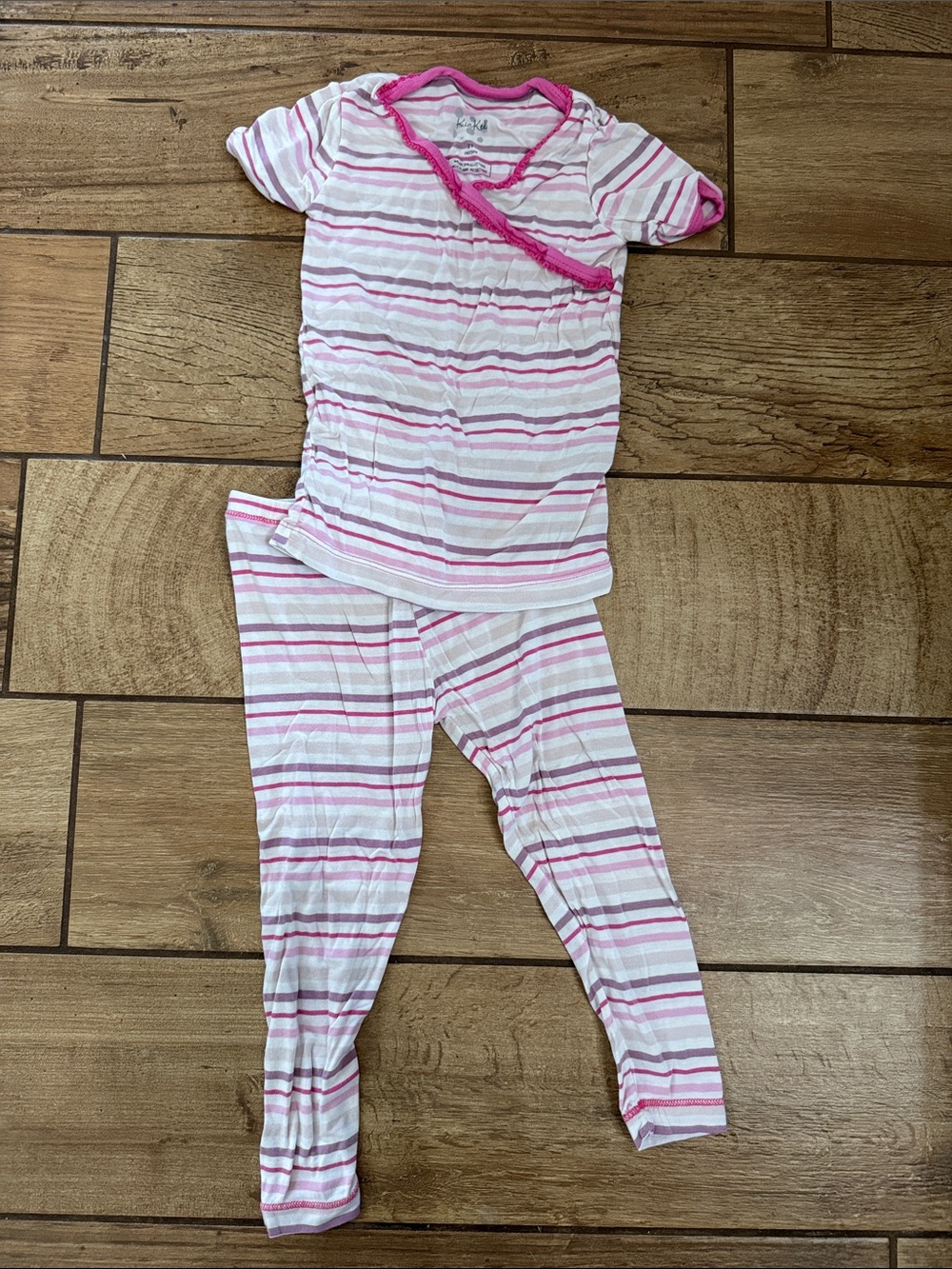 Kickee Pants Pink & White Striped Pajama Set